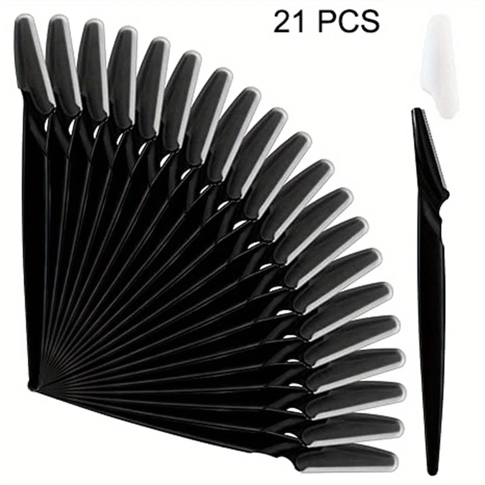 21Pcs Eyebrow Razor Set for Women Facial Hair Remover Dermaplaning Tool with Precision Cover 3 Colors Face Razors